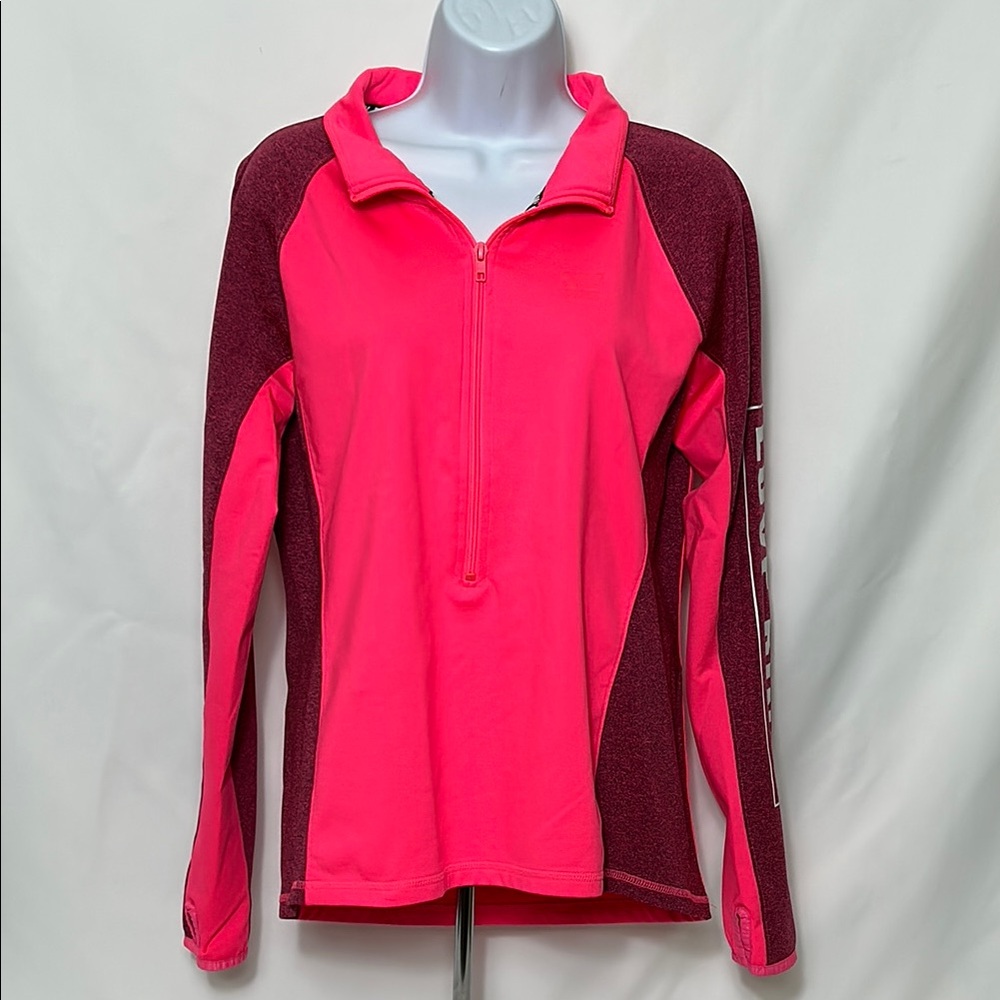PINK Victoria’s Secret Women's Large Pink Maroon 1/4 Zip Performance Shirt Top